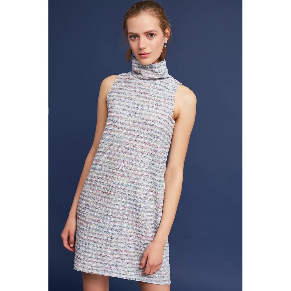 Anthropologie Akemi + Kin Mock Neck Tunic Dress Sleeveless Multicolor Knit M EUC